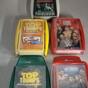 Lot Of 5 Top Trumps Card Games Simpsons WWE & More Boxing Icons Is New/sealed!